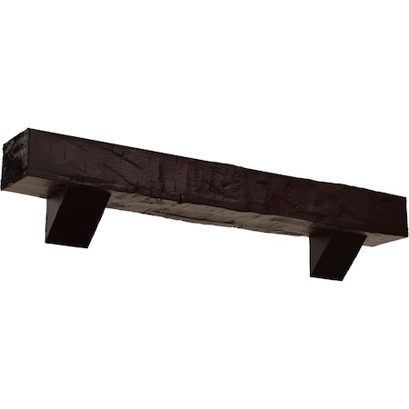 Ekena Millwork Kit w/ Breckinridge Corbels, Premium Cherry, 6"H x 10"D x 36"W Hand Hewn Faux Wood Fireplace ManteL MANUHH06X10X36BKZY